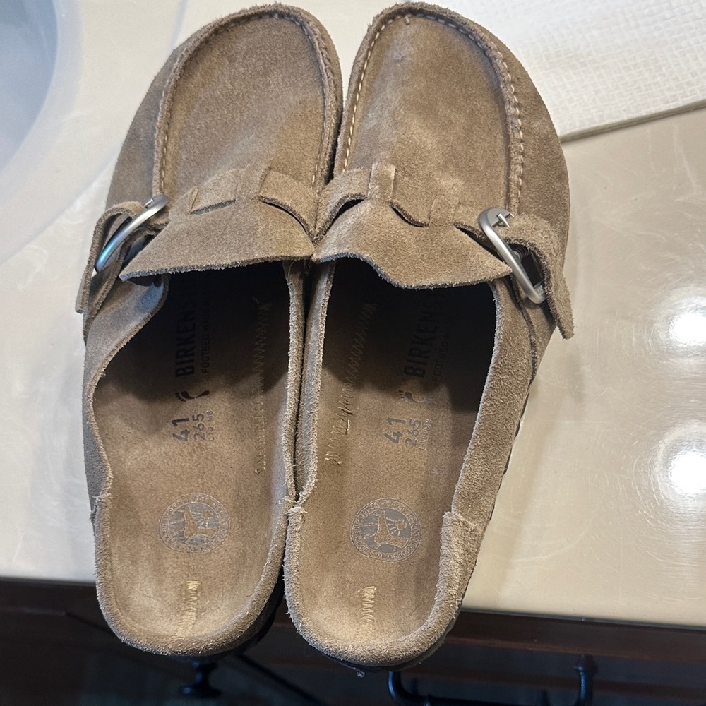 Birkenstock Light Brown Suede Slip-On Shoes